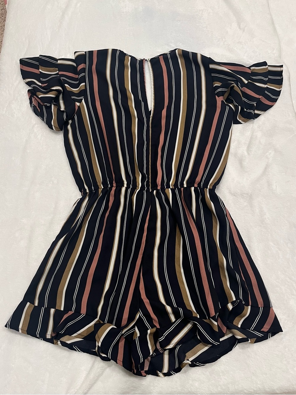 Umgee Striped Ruffled Romper - Size M - Picture 2 of 8